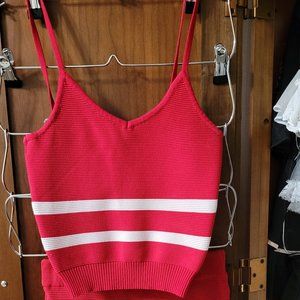 2 pc. red white skirt cami top set XS